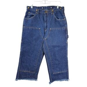 KEY Double Front Jeans Men‎ 34 Indigo Workwear Carpenter CROPPED LOGGER WORKWEAR